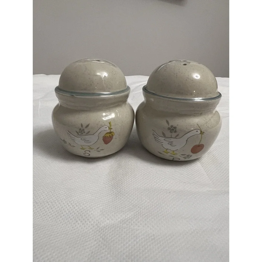 Vtg International Marmalade Geese Salt & Pepper Shakers Cottagecore Farmhouse